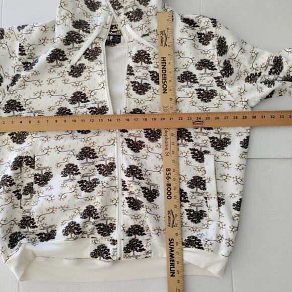 Raw Blue Hoodie Heavyweight Full Zip Men's 2XL All Over Print Trees - Picture 6 of 16